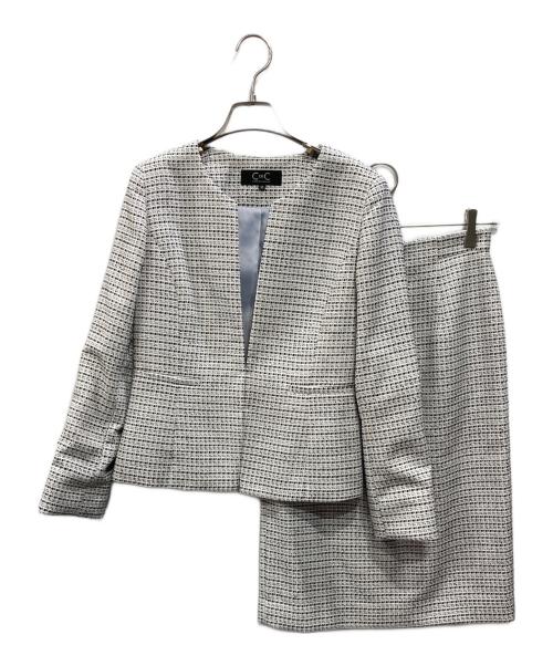 COUP DE CHANCE（クードシャンス）COUP DE CHANCE (クードシャンス) オスカーツィード ストレッチセットアップ ホワイト サイズ:38の古着・服飾アイテム