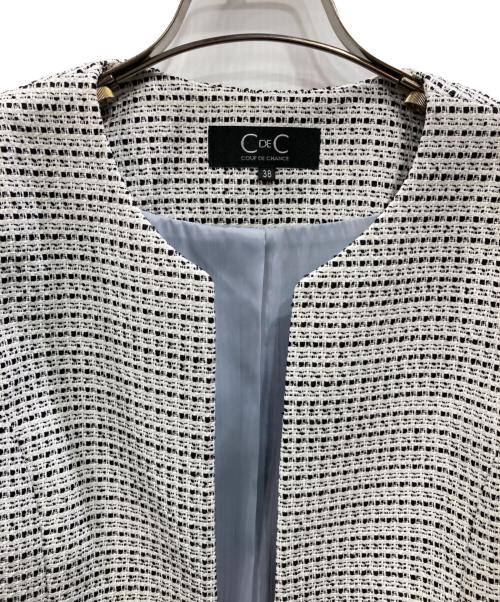COUP DE CHANCE（クードシャンス）COUP DE CHANCE (クードシャンス) オスカーツィード ストレッチセットアップ ホワイト サイズ:38の古着・服飾アイテム