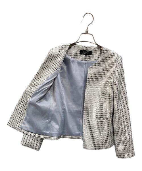 COUP DE CHANCE（クードシャンス）COUP DE CHANCE (クードシャンス) オスカーツィード ストレッチセットアップ ホワイト サイズ:38の古着・服飾アイテム