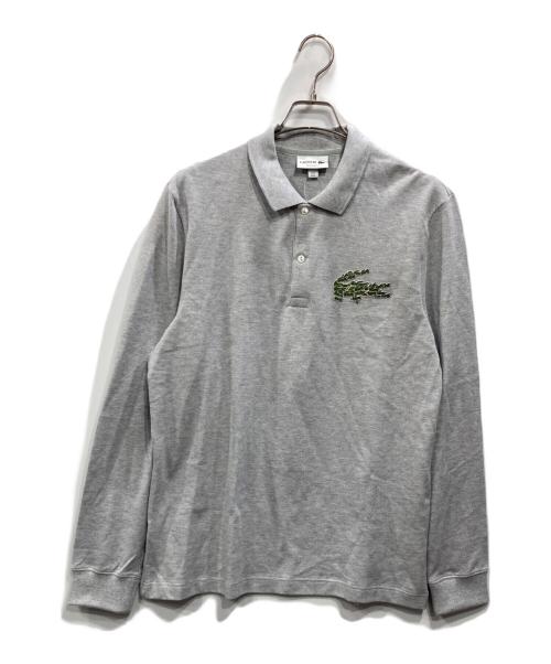 LACOSTE（ラコステ）LACOSTE (ラコステ) マルチワニロゴパッチロングスリーブポロ グレー サイズ:5の古着・服飾アイテム