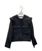 BORDERS at BALCONYボーダーズアットバルコニー）の古着「SHOULDER FRILL BLOUSON」｜ブラック
