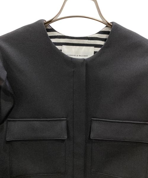 BORDERS at BALCONY（ボーダーズアットバルコニー）BORDERS AT BALCONY (ボーダーズアットバルコニー) SHOULDER FRILL BLOUSON ブラック サイズ:38の古着・服飾アイテム