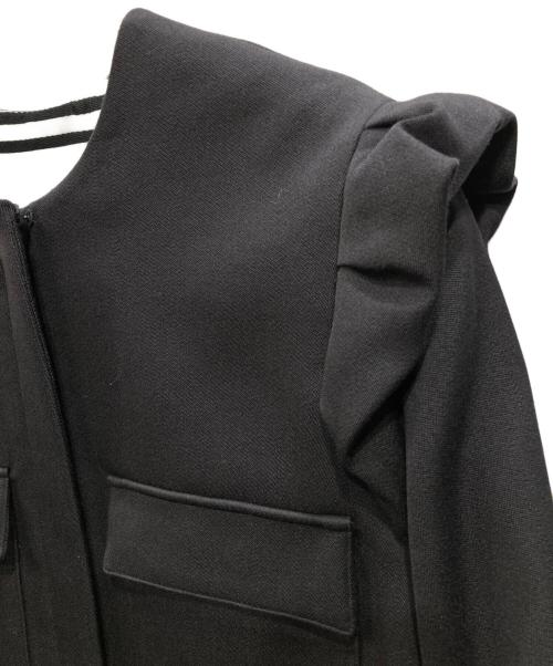 BORDERS at BALCONY（ボーダーズアットバルコニー）BORDERS AT BALCONY (ボーダーズアットバルコニー) SHOULDER FRILL BLOUSON ブラック サイズ:38の古着・服飾アイテム