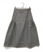 BORDERS at BALCONYボーダーズアットバルコニー）の古着「BORDER FLARE SKIRT」｜ホワイト×ブラック