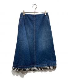 BORDERS at BALCONY（ボーダーズアットバルコニー）の古着「DENIM FRILLED SKIRT」｜ブルー