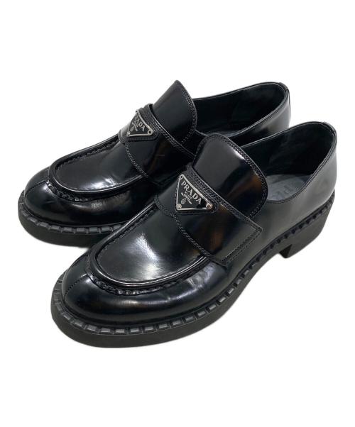 PRADA（プラダ）PRADA (プラダ) チョコレートブラッシュレザーローファー ブラック サイズ:371/2の古着・服飾アイテム