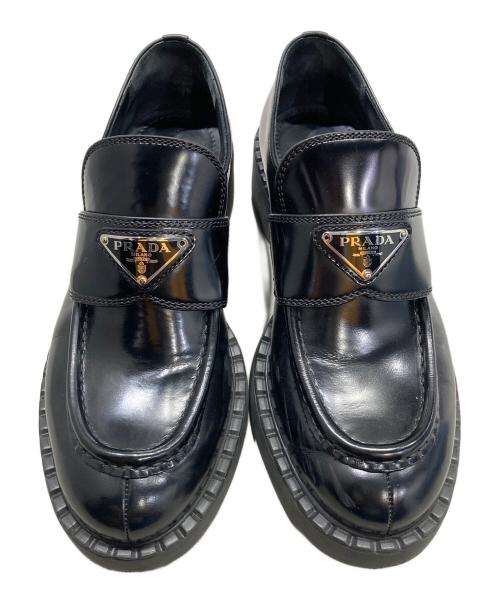 PRADA（プラダ）PRADA (プラダ) チョコレートブラッシュレザーローファー ブラック サイズ:371/2の古着・服飾アイテム