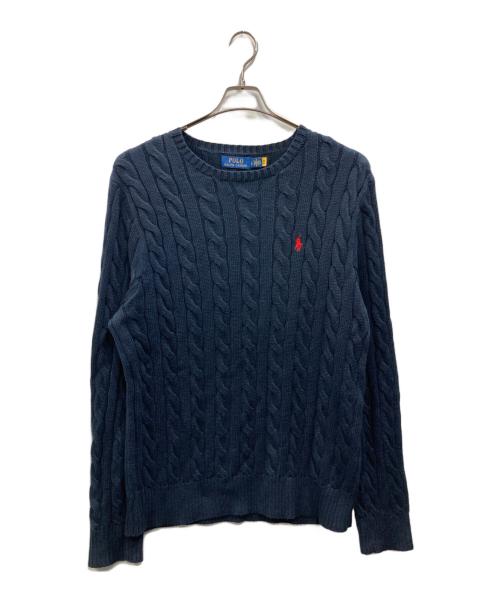 POLO RALPH LAUREN（ポロ・ラルフローレン）POLO RALPH LAUREN (ポロ・ラルフローレン) ケーブルニット ネイビー サイズ:Lの古着・服飾アイテム
