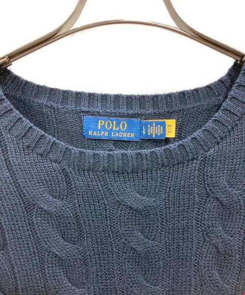 POLO RALPH LAUREN（ポロ・ラルフローレン）POLO RALPH LAUREN (ポロ・ラルフローレン) ケーブルニット ネイビー サイズ:Lの古着・服飾アイテム