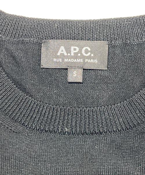 A.P.C.（アーペーセー）A.P.C. (アーペーセー) ロゴ刺繍クルーネックニット ブラック サイズ:Sの古着・服飾アイテム