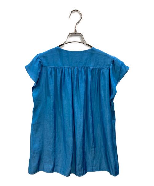 BALLSEY（ボールジィ）BALLSEY (ボールジィ) エアリークロス ギャザーブラウス ブルー サイズ:SIZE 36の古着・服飾アイテム