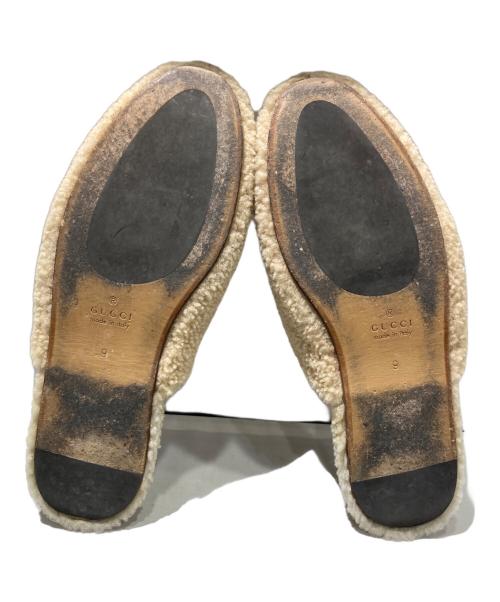 GUCCI（グッチ）GUCCI (グッチ) アイリーン ロゴプリント シアリング スリッパ ベージュ サイズ:SIZE 9の古着・服飾アイテム