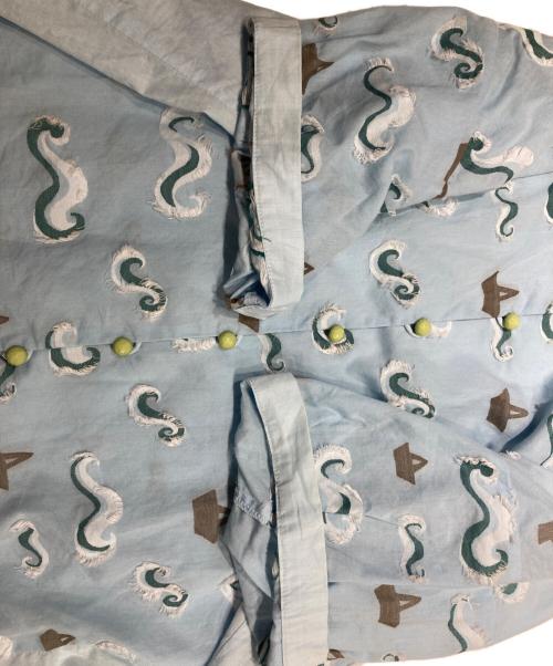 Jocomomola（ホコモモラ）Jocomomola (ホコモモラ) パスカール柄 ジャカードブラウス ブルー サイズ:SIZE 40の古着・服飾アイテム