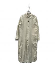 GALERIE VIE（ギャルリーヴィー）の古着「コットンストレッチブロード ロングシャツワンピース」｜グリーン