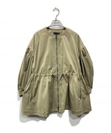 VERMEIL par iena（ヴェルメイユ パー イエナ）の古着「ノーカラーギャザーZIPブルゾン」｜カーキ