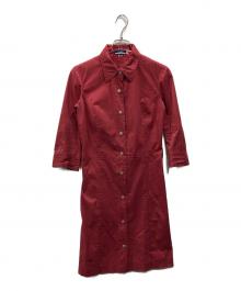 BURBERRY BLUE LABEL（バーバリー ブルー レーベル）の古着「ノヴァチェックトリム シャツワンピース」｜レッド