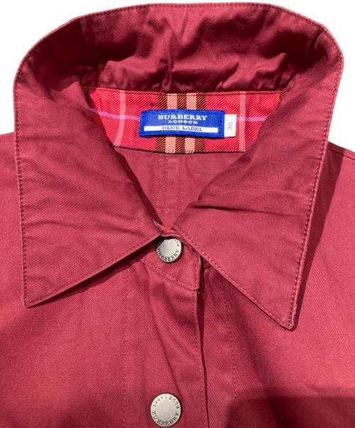 BURBERRY BLUE LABEL（バーバリー ブルー レーベル）BURBERRY BLUE LABEL (バーバリー ブルー レーベル) ノヴァチェックトリム シャツワンピース レッド サイズ:38の古着・服飾アイテム