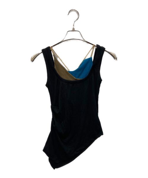OMMO（オーエムエムオー）OMMO (オーエムエムオー) LAYERED RIB TANK（レイヤードリブタンク） ブラック サイズ:SIZE FREEの古着・服飾アイテム