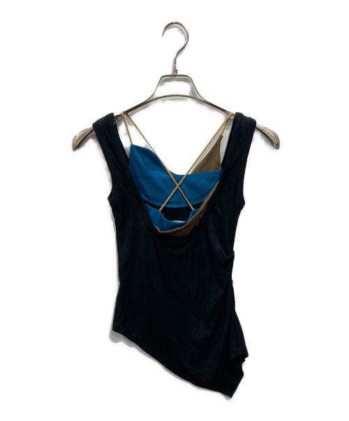 OMMO（オーエムエムオー）OMMO (オーエムエムオー) LAYERED RIB TANK（レイヤードリブタンク） ブラック サイズ:SIZE FREEの古着・服飾アイテム