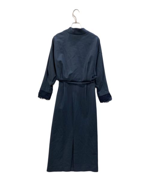 Mame Kurogouchi（マメクロゴウチ）mame kurogouchi (マメクロゴウチ) 別注 Double Jersey Embroidery Cuffs V-Neck Dress MM2 ネイビー サイズ:1の古着・服飾アイテム