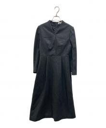 BORDERS at BALCONY（ボーダーズアットバルコニー）の古着「WOOL TUCK DRESS（ウールタックドレス）」｜グレー