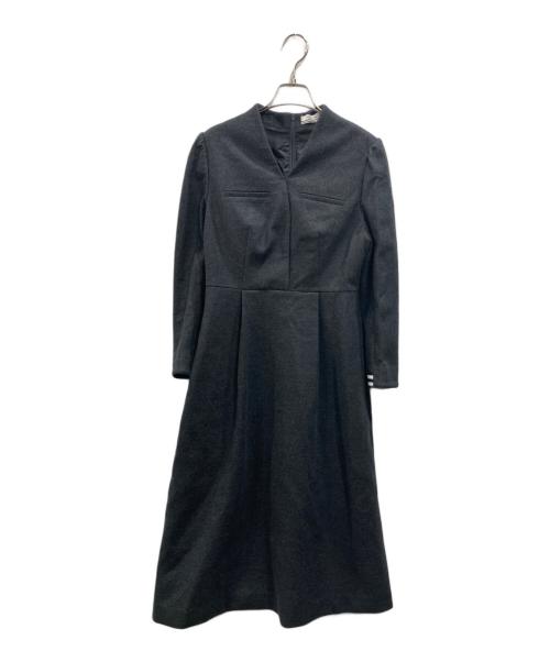 BORDERS at BALCONY（ボーダーズアットバルコニー）BORDERS at BALCONY (ボーダーズアットバルコニー) WOOL TUCK DRESS（ウールタックドレス） グレー サイズ:SIZE 38の古着・服飾アイテム