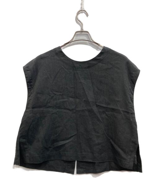 BEARDSLEY（ビアズリー）BEARDSLEY (ビアズリー) リネンショートベスト ブラック サイズ:Fの古着・服飾アイテム