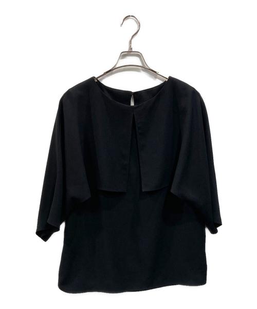 23区（ニジュウサンク）23区 (ニジュウサンク) ストレッチジョーゼット ケープデザイン カットソー ブラック サイズ:SIZE 44の古着・服飾アイテム