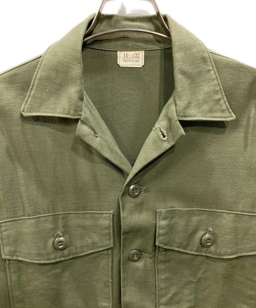US ARMY（ユーエスアーミー）US ARMY (ユーエスアーミー) SATEEN UTILITY SHIRT グリーン サイズ:14 1/2×33の古着・服飾アイテム