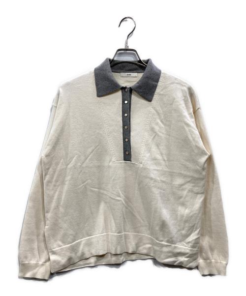 SHIPS（シップス）SHIPS (シップス) サイド スリット ゴールド 釦 ポロ ニット アイボリー サイズ:Fの古着・服飾アイテム
