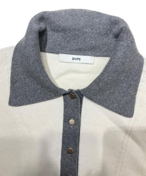 SHIPS（シップス）SHIPS (シップス) サイド スリット ゴールド 釦 ポロ ニット アイボリー サイズ:Fの古着・服飾アイテム