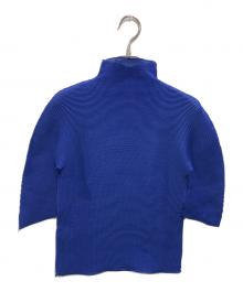 me ISSEY MIYAKE（ミーイッセイ ミヤケ）の古着「プリーツハイネックカットソー」｜ブルー