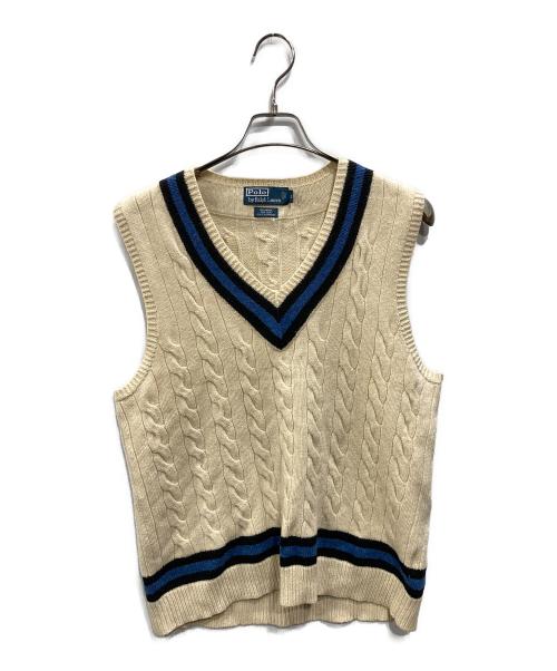 POLO RALPH LAUREN（ポロ・ラルフローレン）POLO RALPH LAUREN (ポロ・ラルフローレン) チルデンニットベスト アイボリー サイズ:XLの古着・服飾アイテム