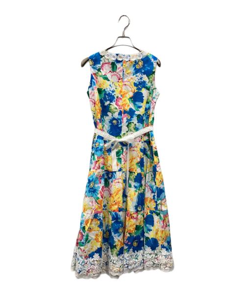 Super Beauty（スーパービューティ）Super Beauty (スーパービューティ) 花柄ノースリーブワンピース ブルー サイズ:40の古着・服飾アイテム