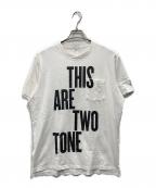 Engineered Garmentsエンジニアド ガーメンツ）の古着「Printed Cross Crew Neck T-shirt - This Are(プリンテッド クロス クルーネック ティーシャツ - ディス アー）」｜ホワイト