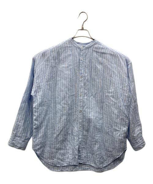 KAGURE（カグレ）kagure (カグレ) リネンストライプビッグシャツ ブルー サイズ:SIZE Freeの古着・服飾アイテム