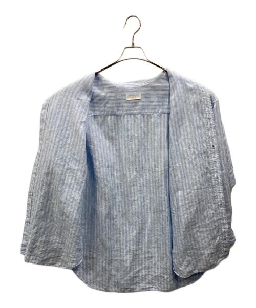 KAGURE（カグレ）kagure (カグレ) リネンストライプビッグシャツ ブルー サイズ:SIZE Freeの古着・服飾アイテム