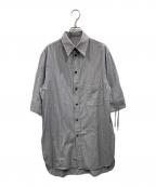 Y'sワイズ）の古着「DOBBY STRIPE SHIRRING SLEEVE SHIRT」｜グレー