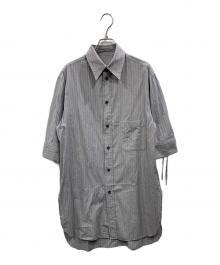 Y's（ワイズ）の古着「DOBBY STRIPE SHIRRING SLEEVE SHIRT」｜グレー