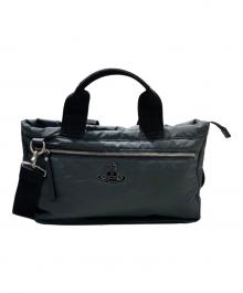 Vivienne Westwood（ヴィヴィアンウエストウッド）の古着「エナメルORB2WAYショルダーバッグ」｜チャコールグレー