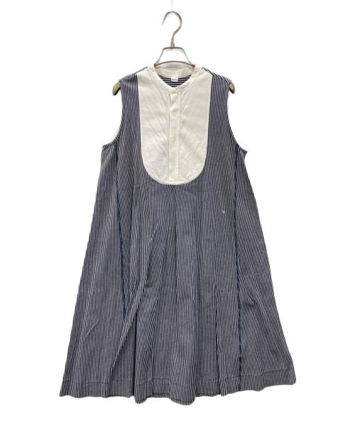 45R（フォーティファイブ・アール）45R (フォーティファイブ・アール) ラッセルストライプNO SLEEVE DRESS インディゴの古着・服飾アイテム
