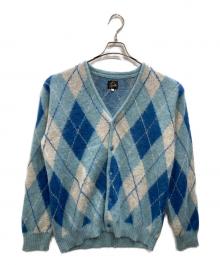 Needles（ニードルズ）の古着「Argyle Mohair Cardigan（アーガイルモヘアカーディガン）」｜ブルー