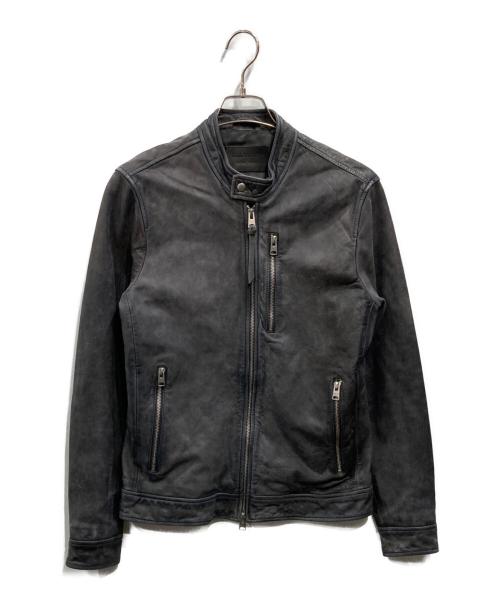 ALL SAINTS（オールセインツ）ALL SAINTS (オールセインツ) WOODS LEATHER JACKET グレー サイズ:XSの古着・服飾アイテム