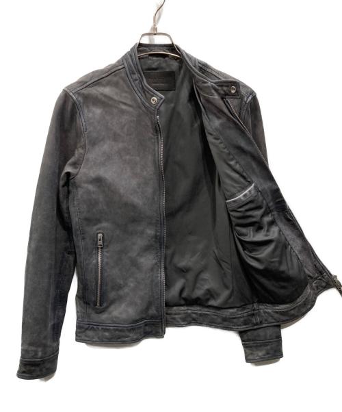 ALL SAINTS（オールセインツ）ALL SAINTS (オールセインツ) WOODS LEATHER JACKET グレー サイズ:XSの古着・服飾アイテム
