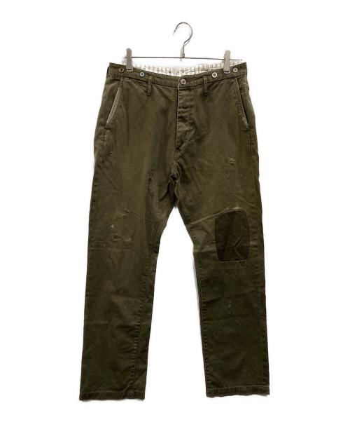 FUNSET OF ART（ファンセットオブアート）funset of art (ファンセットオブアート) リペア加工パンツ カーキ サイズ:Lの古着・服飾アイテム