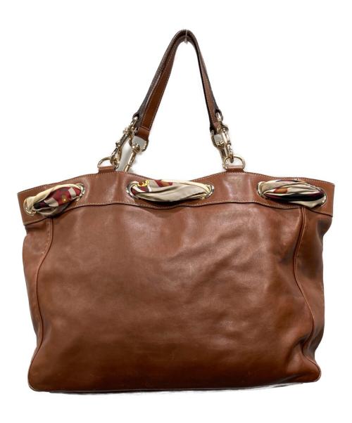 GUCCI（グッチ）GUCCI (グッチ) POSITANO TOTE BAG ブラウンの古着・服飾アイテム