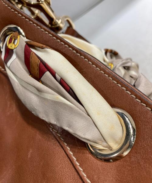 GUCCI（グッチ）GUCCI (グッチ) POSITANO TOTE BAG ブラウンの古着・服飾アイテム
