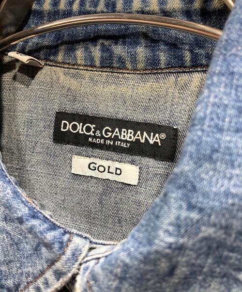 DOLCE & GABBANA（ドルチェ＆ガッバーナ）DOLCE & GABBANA (ドルチェ＆ガッバーナ) ダメージ加工デニムウエスタンシャツ ブルー サイズ:15　1／2－40の古着・服飾アイテム