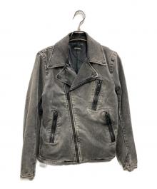 DIESEL（ディーゼル）の古着「デニム ダブルライダースジャケット」｜ブラック