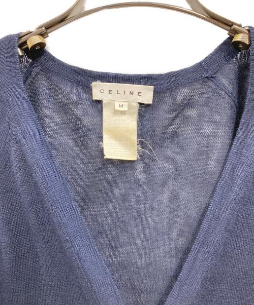 CELINE（セリーヌ）CELINE (セリーヌ) 馬車ロゴ リネンカーディガン ネイビー サイズ:Mの古着・服飾アイテム